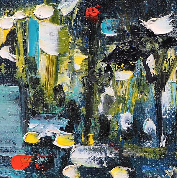 一枚の繪 中西繁 油絵8号 TOKYO 1993年 夜の渋谷 109 夜景 街並み 繁華