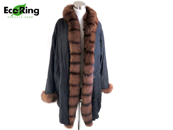 ◇ grunstein G couture リバーシブル レディース ファー コート 黒 