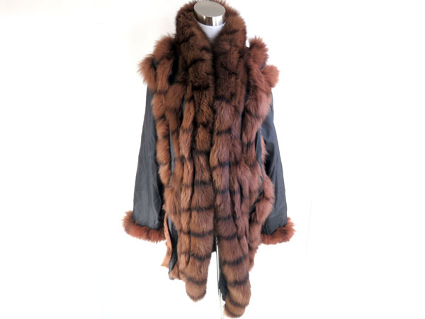 ◇ grunstein G couture リバーシブル レディース ファー コート 黒 