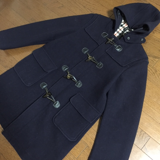 美品本物正規ダックスDAKSネイビー紺ダッフルコートノバチェックレザーメルトン150バーバリーBURBERRYSラルフローレンお好きな方にも