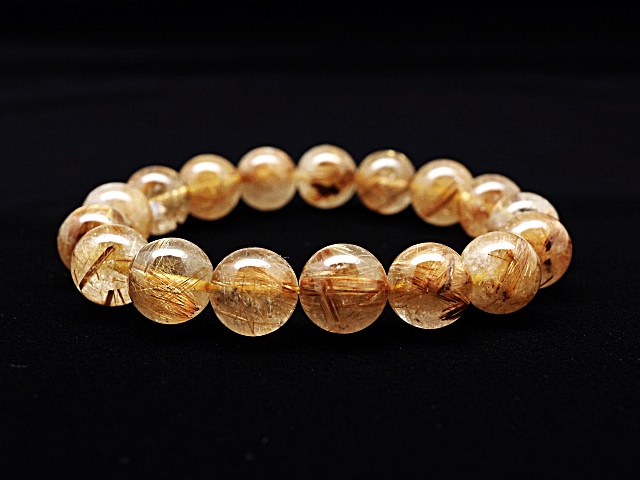 極煌12A】繁栄を呼ぶ石 タイチン ゴールド ルチル ブレスレット 12.5mm