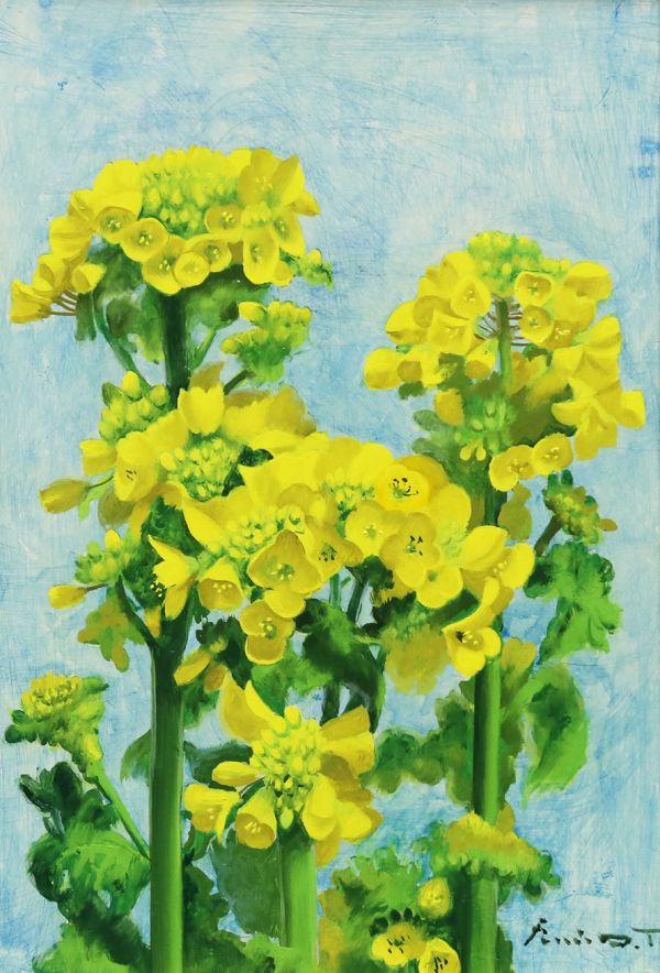 WISH】○竹尾文夫 元大潮会会員 油彩 SM「菜の花」写実名品 [真作保証