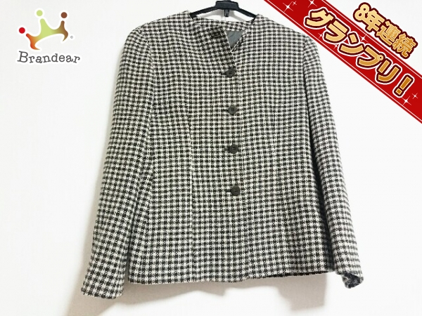 ジョルジオアルマーニ GIORGIOARMANI ジャケット サイズ4 XL アイボリー×ダークグレー×ダークブラウン レディース 千鳥格子