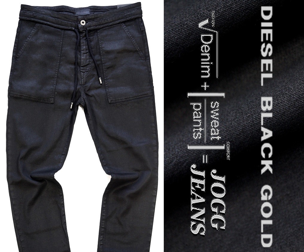 新品6万【DIESEL BLACK GOLDディーゼル】洒脱な大人の楽デニムJOGG JEANSコーティングジョグデニム32/TYPE-2618/SLIM/C554C555C544C553
