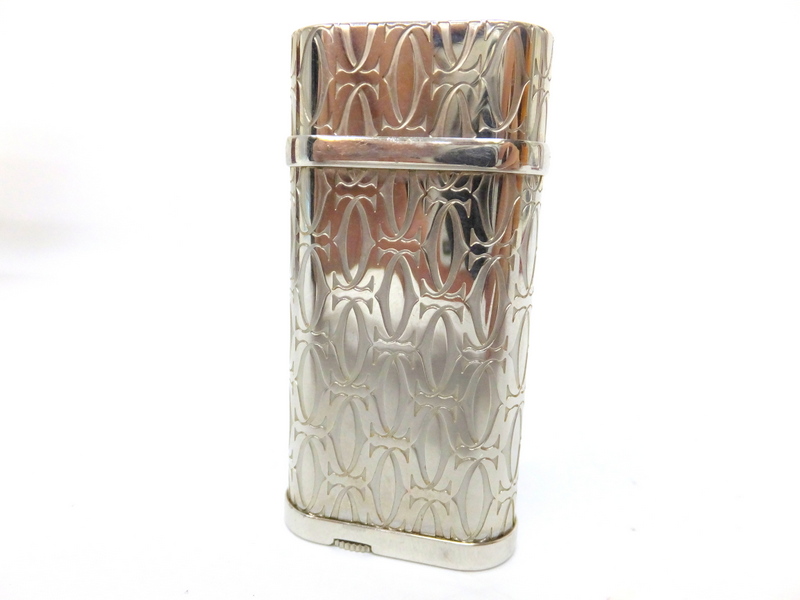 1円★Cartier【カルティエ】 2Cモチーフ Cドゥ カルティエ デコール ガスライター シルバー 着火確認済 ケース付き