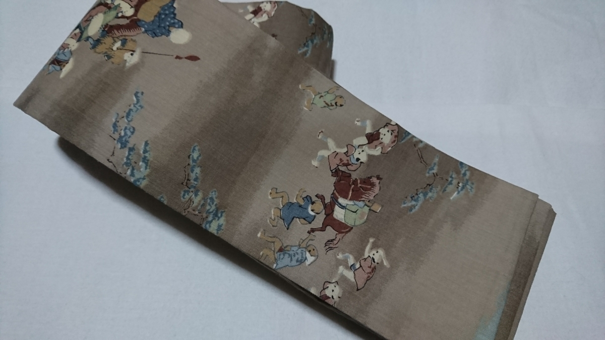 角帯 人物風景画、巾約11cm