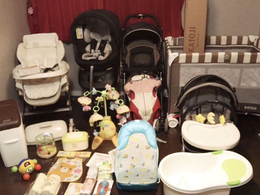 新品ベビーベッド出産準備セット電動ラック 回転チャイルドシートエールベベ ベビーカー コンビディアクラッセ バウンサー 抱っこ紐 など_1