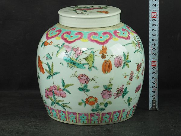 中国の粉彩の壺 中国 清時代 粉彩花図蓋壺 古美術唐物古玩骨董品 AF3263 2026年最新