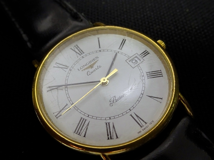 緑屋*泉□LONGINES ロンジン presence quartz 25169092 腕時計 動作