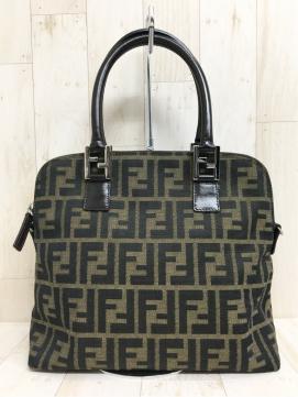 フェンディ ズッカ柄 FENDI ハンドバッグ レザー キャンバス×レザー