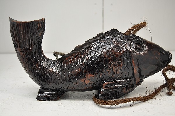 美術品・アンティーク・コレクション 木製 魚の彫刻 約30cm