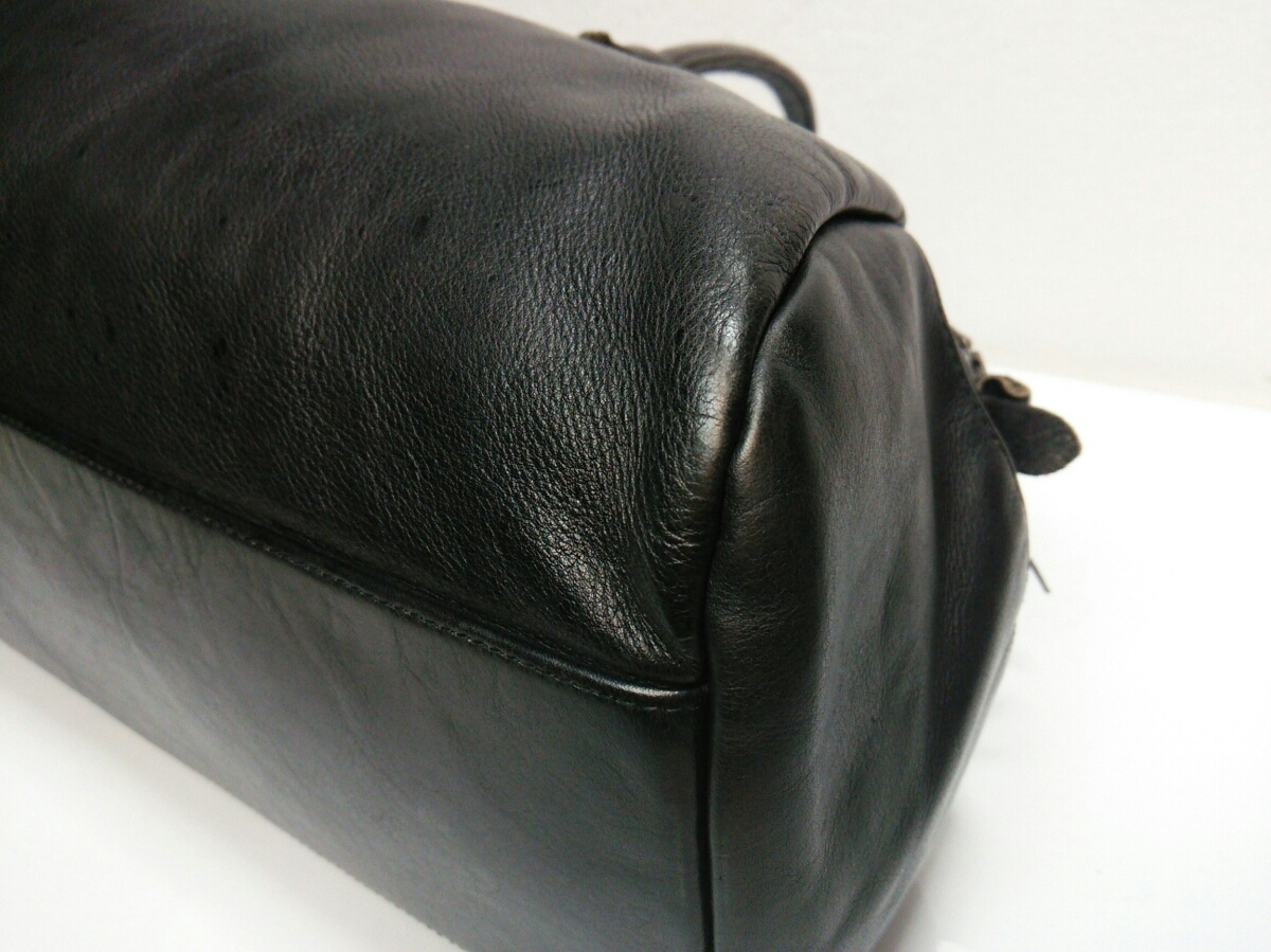 アルフレッドバニスター　ブラックレザー ボストンバッグ トートバッグ - ヘキサゴン レザー BLACK alfredoBANNISTER ⁄ ビジネス