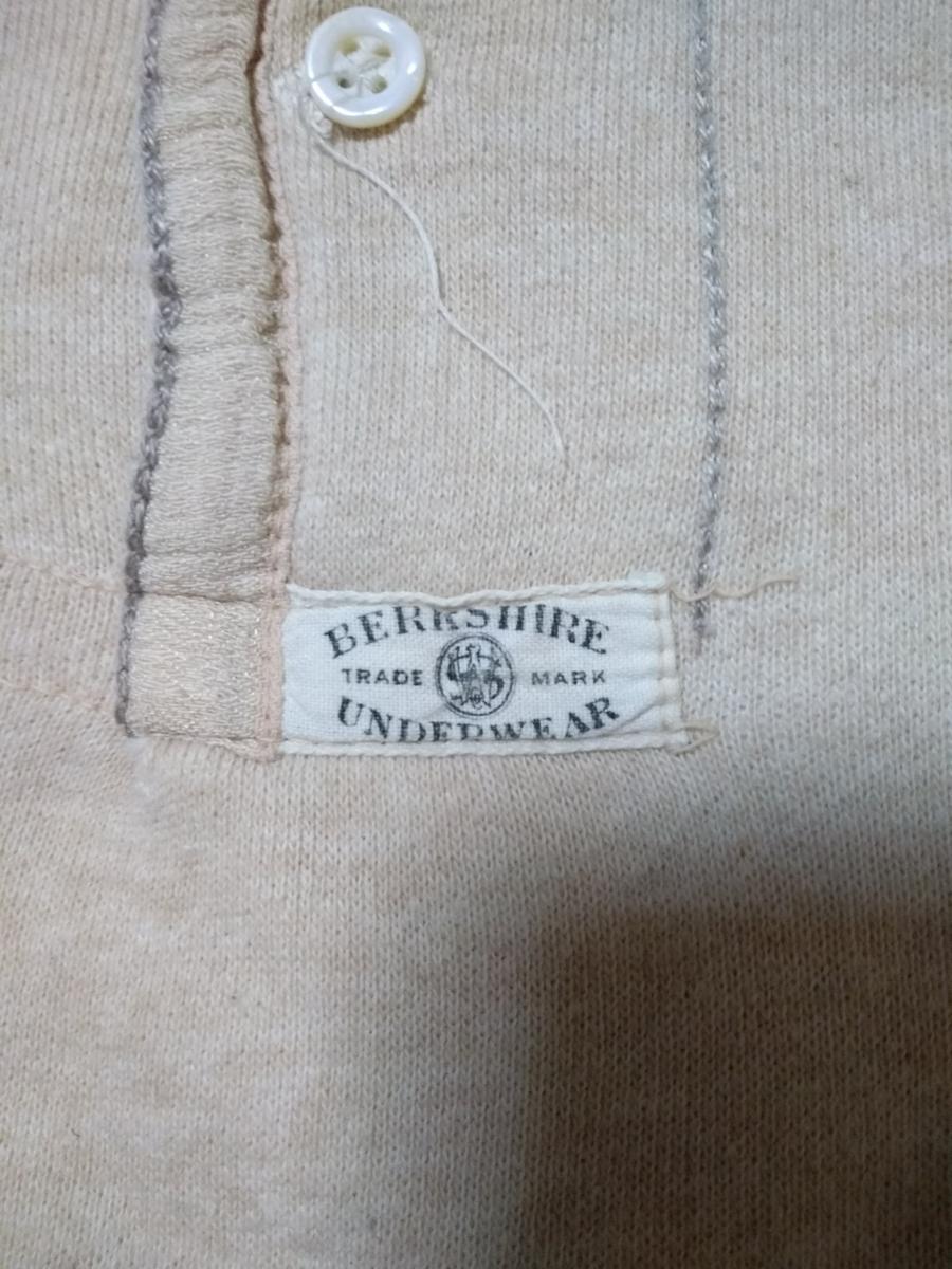 レア 40s~50s BERKSHIRE UNDERWEAR 肉厚 スウェット地 ヘンリーネック インナーシャツ 42 吊り編み コットン100% オートミール / vintage