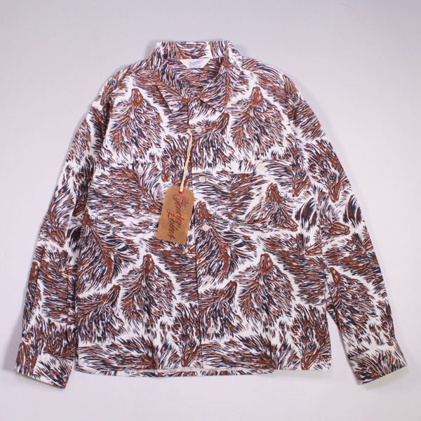 極美品 Tenderloin T-PRINT FLANNEL SHT WOLF L BROWN テンダーロイン 