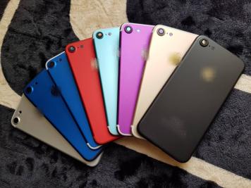 純正タイプiPhone7　スカイブルー　カスタムバックパネル