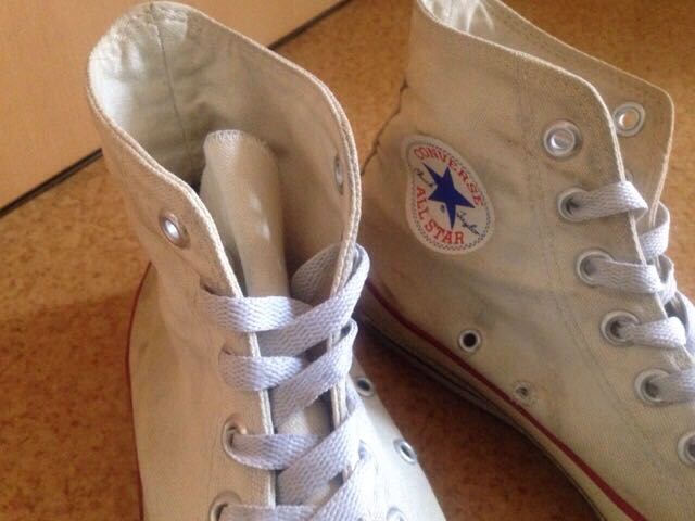 80s usa製 converse コンバース オールスター HI 青枠 生成り 7 1/2 白