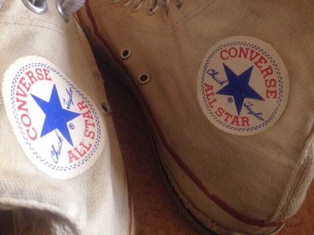 80s usa製 converse コンバース オールスター HI 青枠 生成り 7 1/2 白