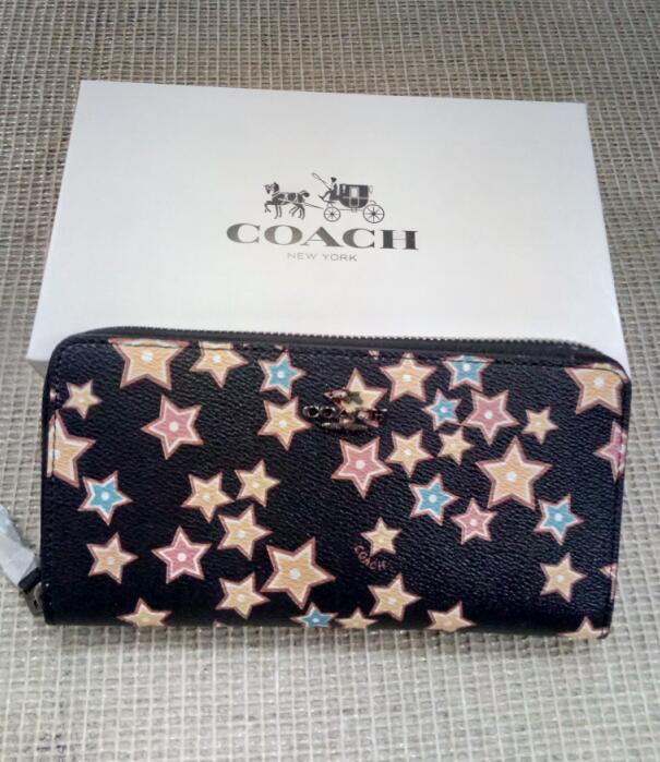 COACH コーチ　女性用財布　 長財布　（小銭入れあり）　星柄　ブラック　新品　未使用