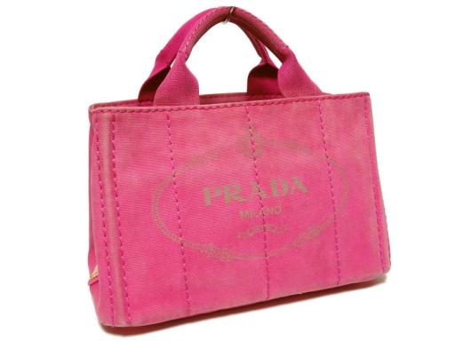 D398 プラダ カナパ ハンドバッグ ピンク トートバッグ 幅約28cm PRADA 