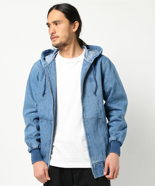 サイズＬ　STUSSY　ブルゾン　パーカー　インディゴブルー色　未使用