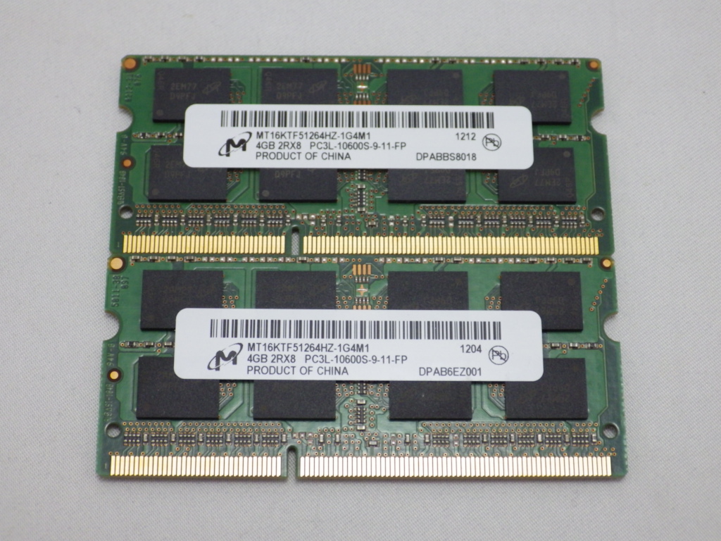  8GB 4GB&times;2 DDR3L-1333 PC3L-10600S SO-DIMM Micron Technology MT16KTF51264HZ-1G4M1(8GB)｜売買されたオークション情報、yahooの商品情報をアーカイブ公開 - オークファン DIMM