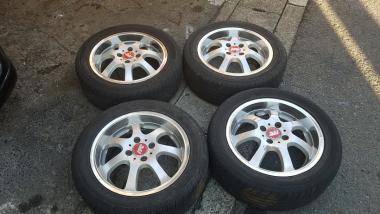 深リム アルミホイール 4本セット 5.5j +45 PCD100 4穴 マーチ