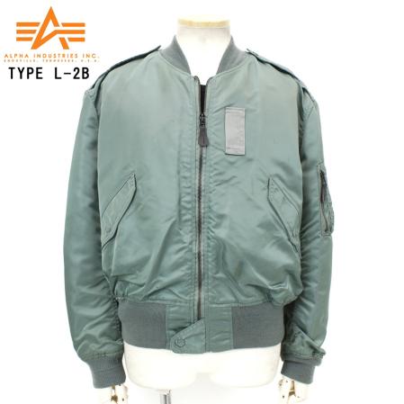 美品 USA製 ALPHA アルファ TYPE【L-2B】 フライトジャケット セージグリーン 緑 XL フォースロゴ ミリタリー