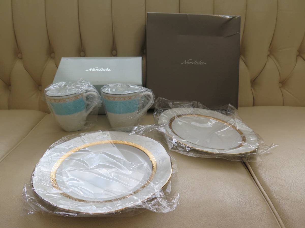 送料無料：494：ノリタケ　ハミングブルー　ハンプシャーゴールド　4点セット　未使用品_1