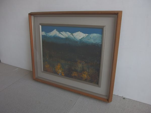 4260）松本竹敏　油絵F8号「えりも岬　１９７５年」独立美術協会所属 U0102 松本竹敏 早春の日高山脈 F6号 油彩 油画 1977年 独立美術協会