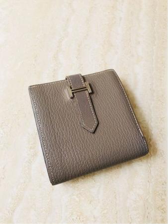 エルメス べアン コンパクト 二つ折り 財布 グレージュ系 HERMES