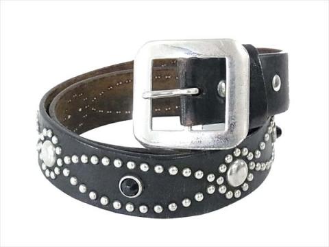 ウルフズヘッド Studded Belt スタッズ レザーベルト ブラック系 32