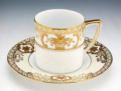 オールドノリタケ銘品!! オールドノリタケ・金盛上花籠装飾図紋