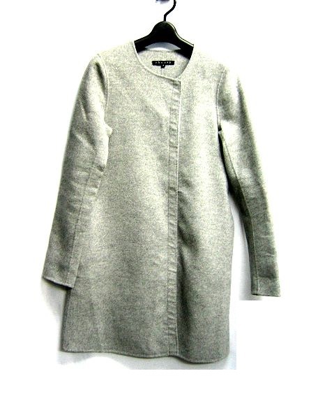 theory セオリー カシミヤ混の上品なノーカラーコート Theory ノー 