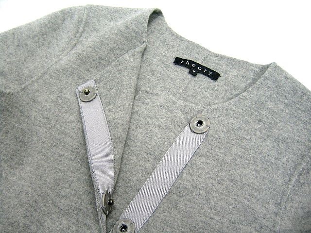 theory セオリー カシミヤ混の上品なノーカラーコート Theory ノー 