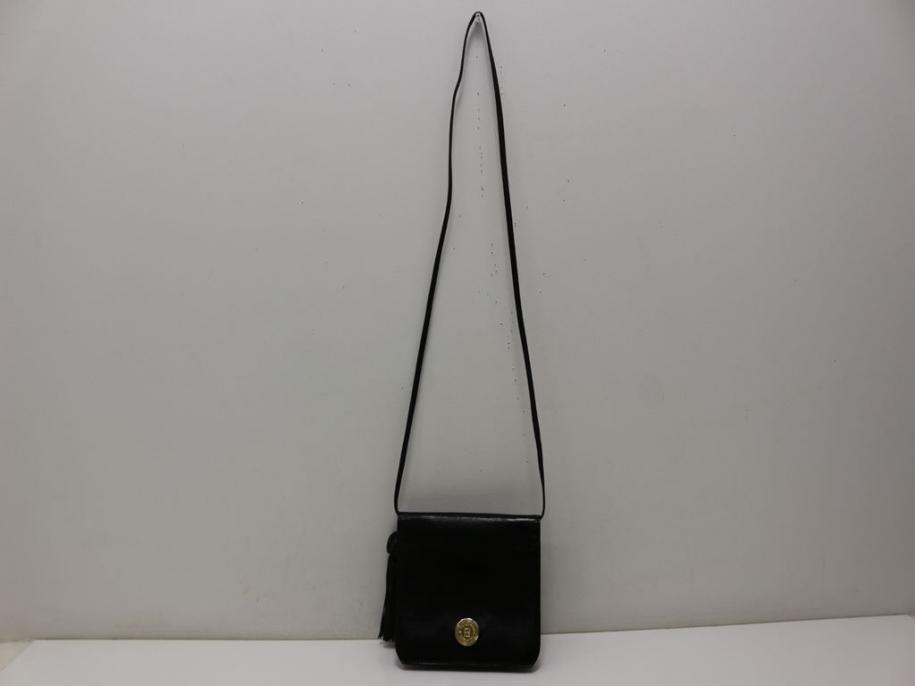 正規美品【フェンディ】ミニショルダーバッグ 本革/レザー 黒 フリンジ