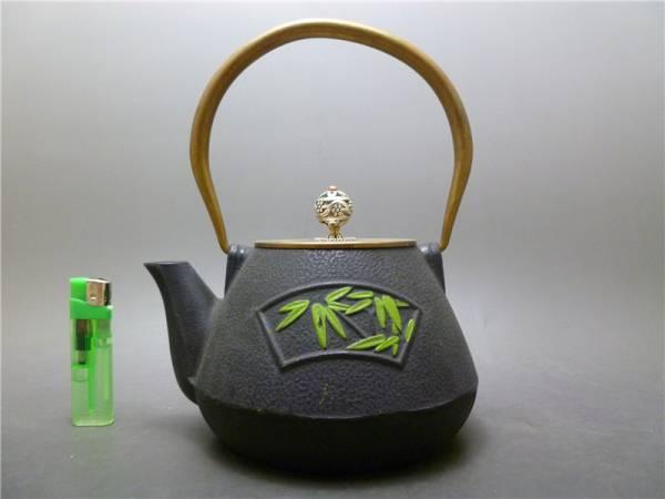 風華堂』1C027 描彩 梅/竹紋 鉄瓶 鉄壷 煎茶道具 細工鉄製 唐