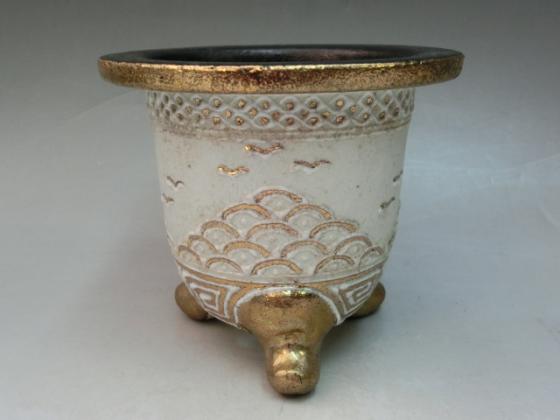 本物保証，100%新品 14 蘭鉢 白地青海波文様 京楽焼 錦鉢 羽蝶鉢 富貴鉢 盆栽(鉢)｜売買されたオークション情報、yahooの商品情報をアーカイブ公開 - オークファン 鉢