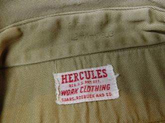 50s HERCULES ヘラクレス マチ付き チノシャツ ワークシャツ ビンテージ