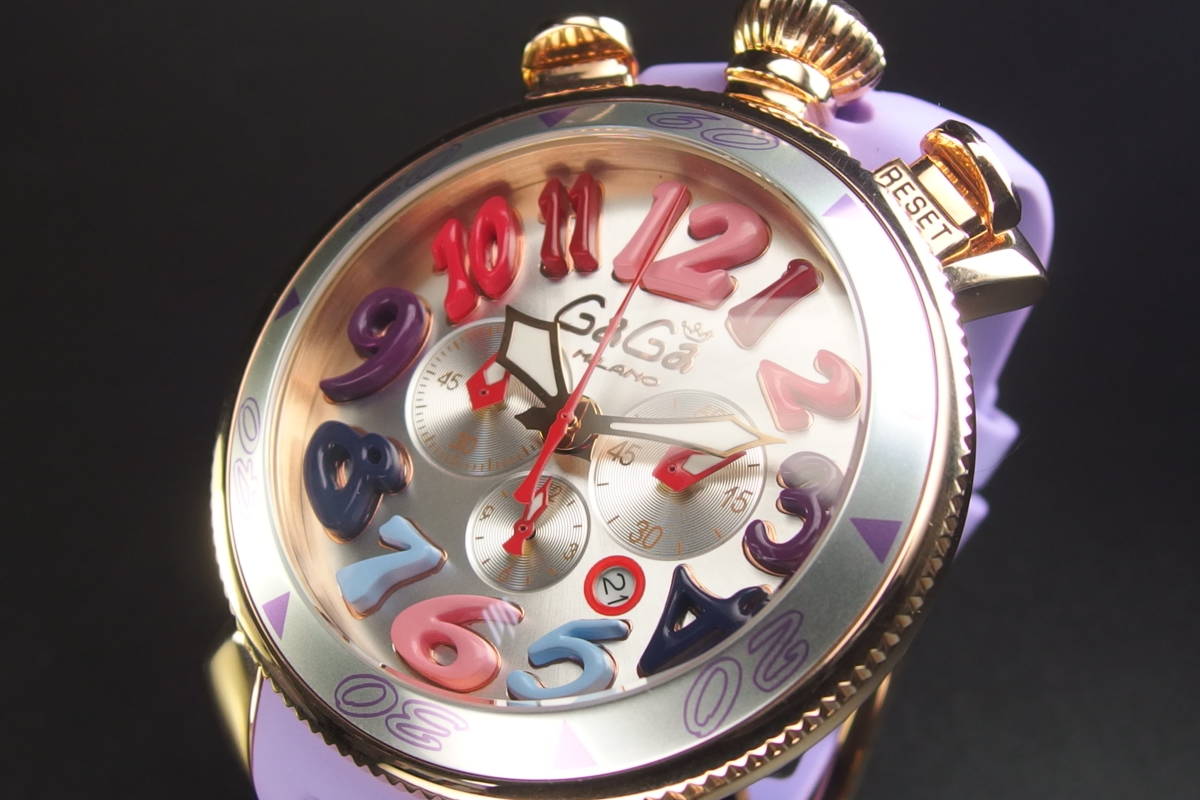 GaGa MILANO 48MM クロノグラフ 美品 状態かなり良好 クオーツ マルチ 