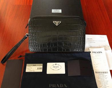 正規品/最高級※プラダ PRADA /クロコダイル・クラッチバック/セカンド