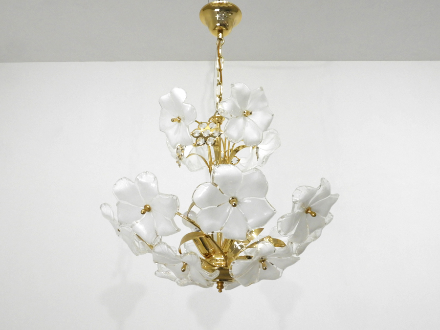 美品 ヤマギワ イタリア B.C. SAN MICHELE社製 花のクリスタルガラス