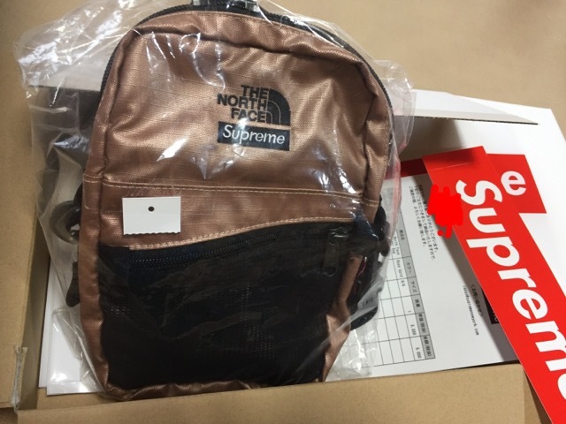 新品18SS Supreme The North Face Metallic Shoulder Bag Rose Gold 