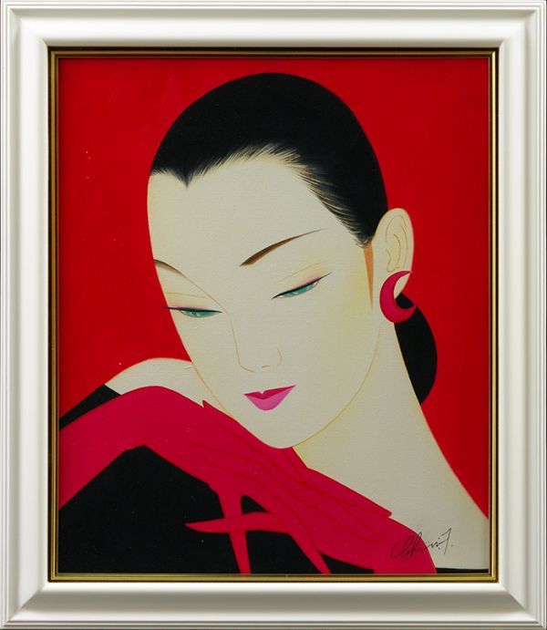 鶴田一郎リリー肉筆油彩画 模写 鶴田一郎リリー肉筆油彩画 ◇鶴田一郎