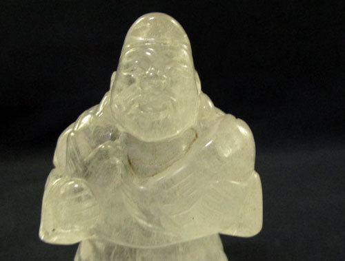 古美術品　極上和彫刻　恵比寿大黒二体　白材彫刻　コレクション 明治期 水晶製 恵比寿大黒天像 一対二体 検 仏教美術神道美術懸仏蔵王