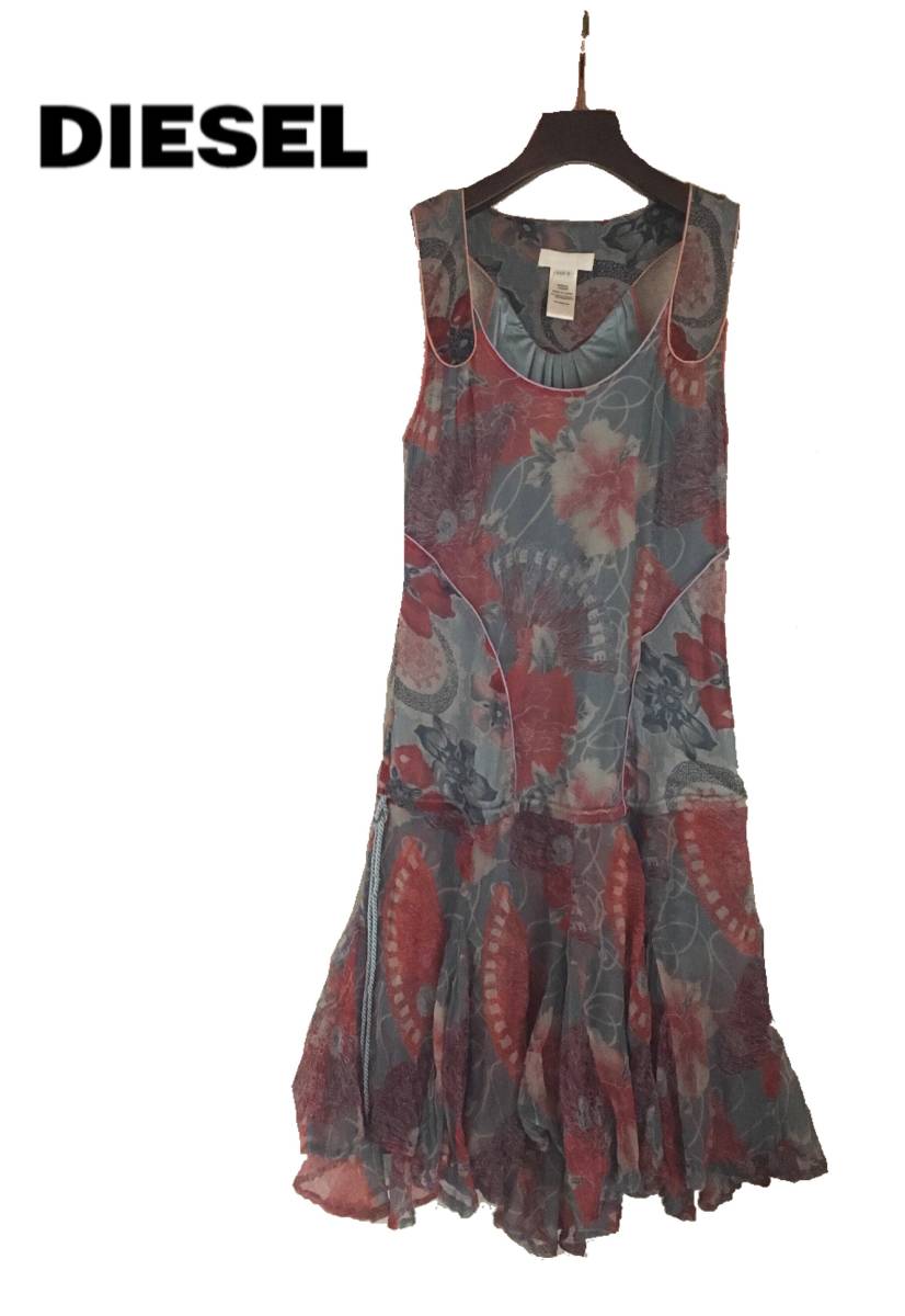 セール，得価 DIESEL ディーゼル ワンピース シルク100％ ノースリーブ S(ワンピース)｜売買されたオークション情報、yahooの商品情報をアーカイブ公開 - オークファン 女性用