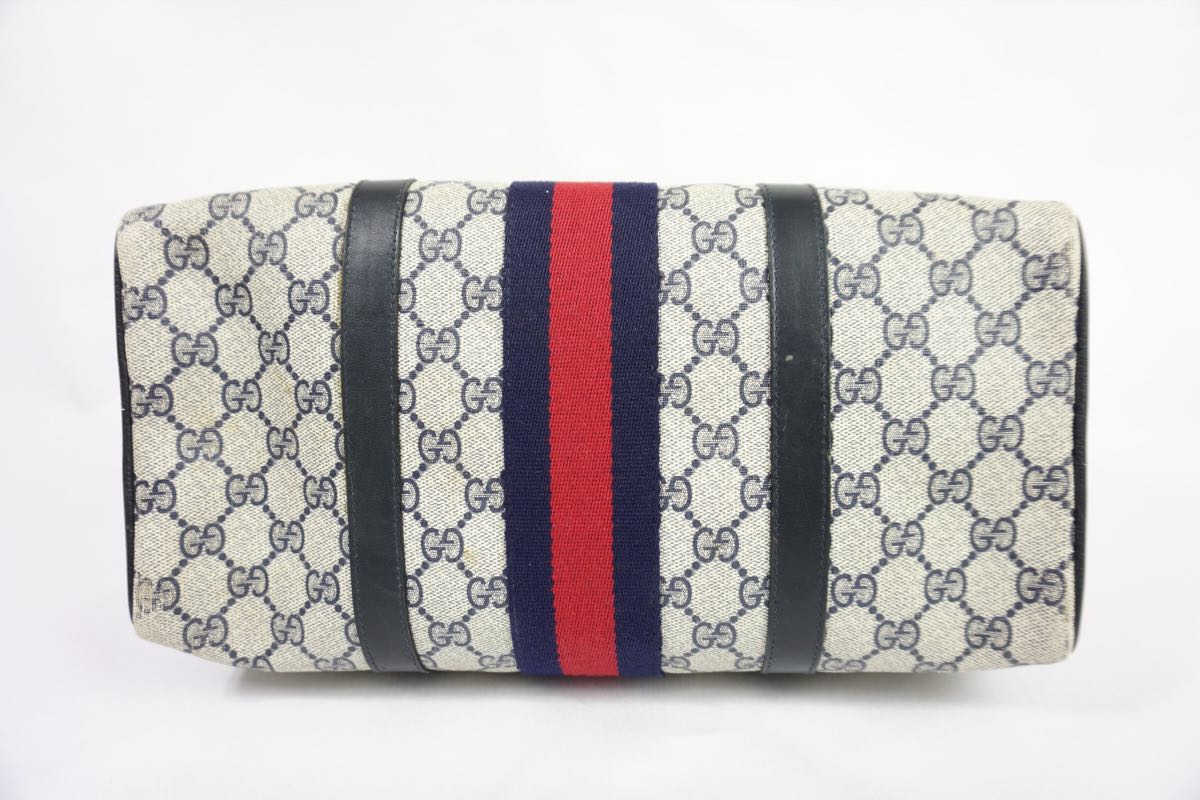 グッチ　オールドグッチ　ネイビー　シェリーライン　GG柄　ミニボストンバッグ グッチ/GUCCI オールドグッチ◇ミニボストンバッグ◇シェリーライン GG
