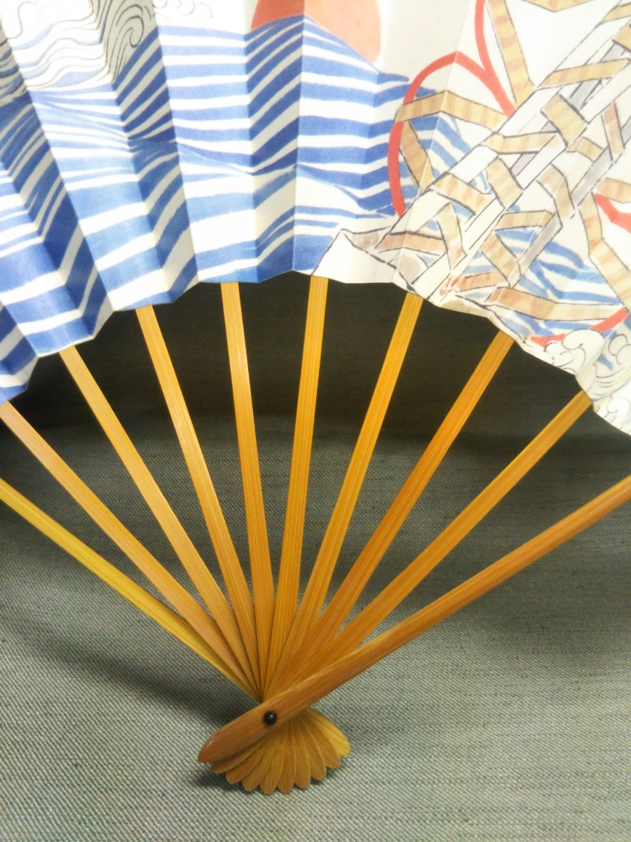 金の鈴 喜多流 仕舞扇 平成11年 新年小謡 難波 美品 十松屋福井(扇子
