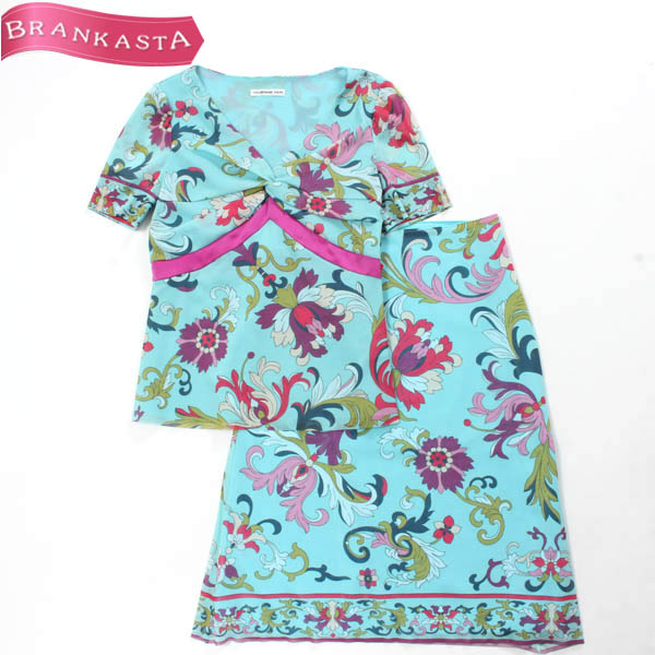 ★VIVIENNETAM・ヴィヴィアン タム★花柄 チュール 半袖プルオーバー×スカート スーツ 0★[お客様感謝SALE]★18bc64