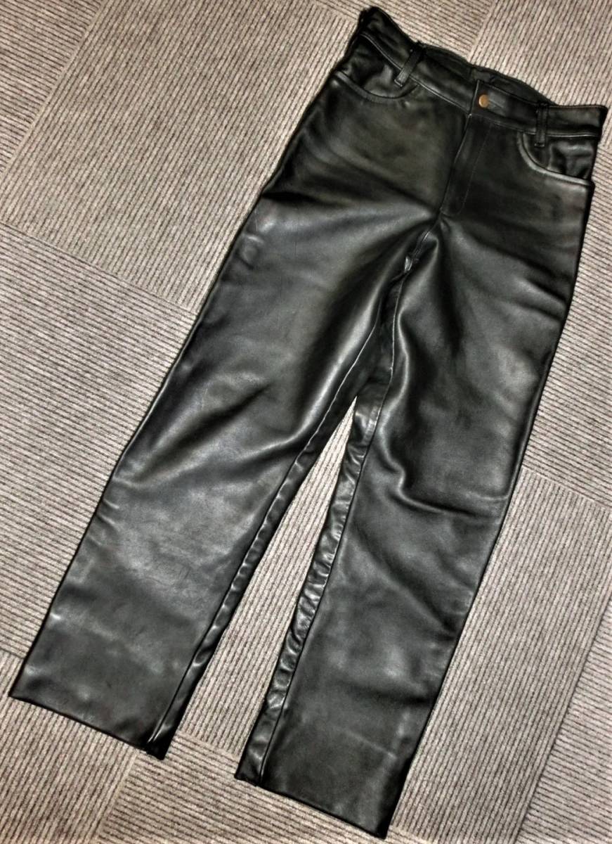 VANSONバンソン☆USA製レザーパンツ32本革ブラック黒メンズ