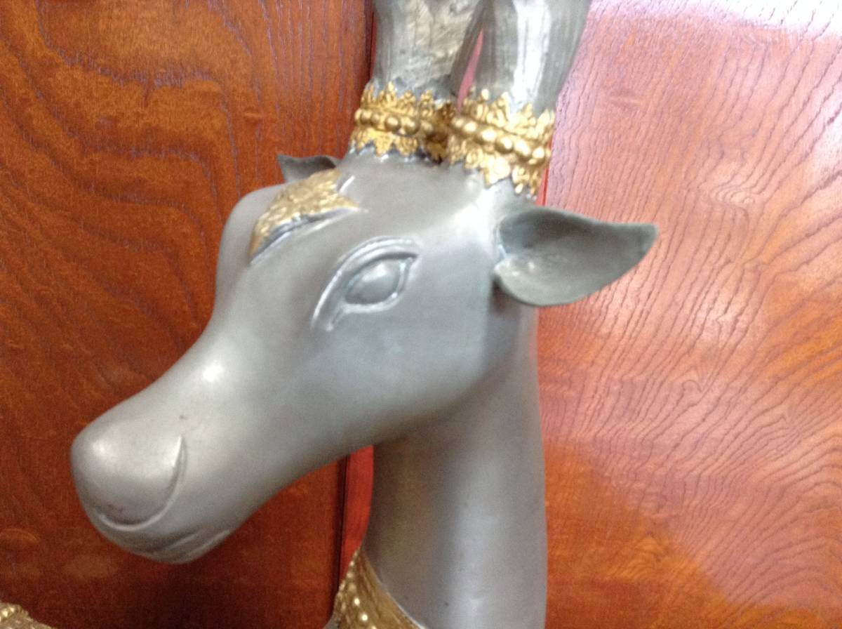 鹿 金属工芸 置物 幸運の鹿 神の使い 縁起物 シカ 60cm 特大 オブジェ 飾り